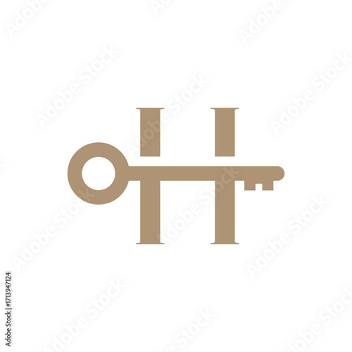 Letter H logo design with concierge key. concierge logo concept