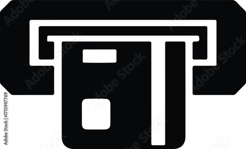 Vector ATM machine transaction with credit card silhouette illustrator