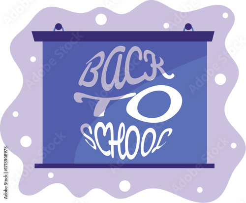 Whimsical Blue Screen with Back to School Text and Purple Border.