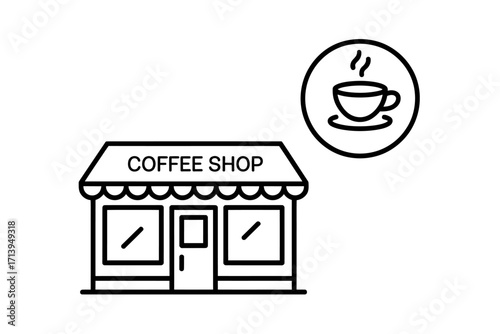 Simple Coffee Shop Icon Illustration for Menu Designs and Cafe Branding with Steaming Cup