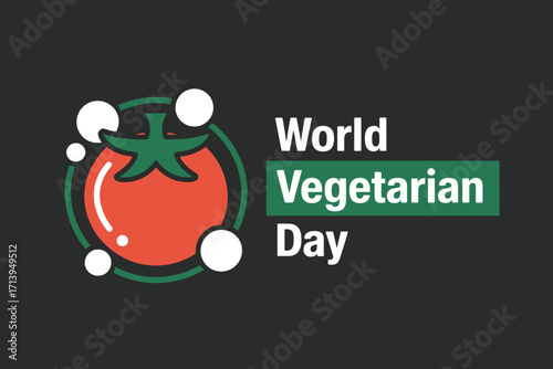 World Vegetarian Day Celebration with Fresh Tomato Icon Promoting Healthy Eating and Sustainable Lifestyle Choices