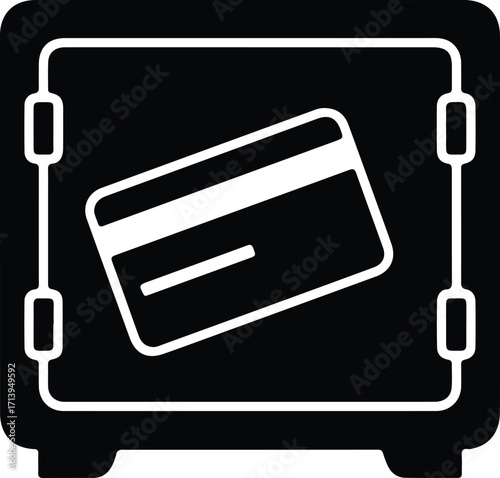 Vector Credit card inside safe silhouette illustrator