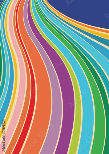 1960s Pattern, Colorful Fluid Vintage 60s Color Combination Fabric Decor