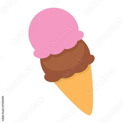 cone ice cream chocolate and strawberry