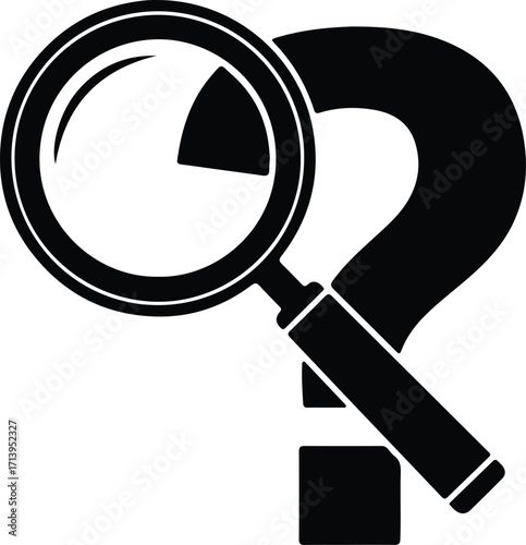 Vector Magnifying glass over a question mark silhouette illustrator