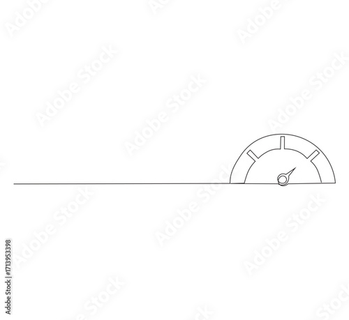 Continuous One Line Drawing of Speedomete.Minimalist Vector Illustration of Speed Indicator, Car Dashboard Performance Symbol, and Fast Speed Sign Concept