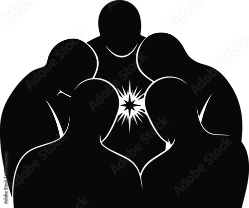 Vector People gathered around a light silhouette illustrator