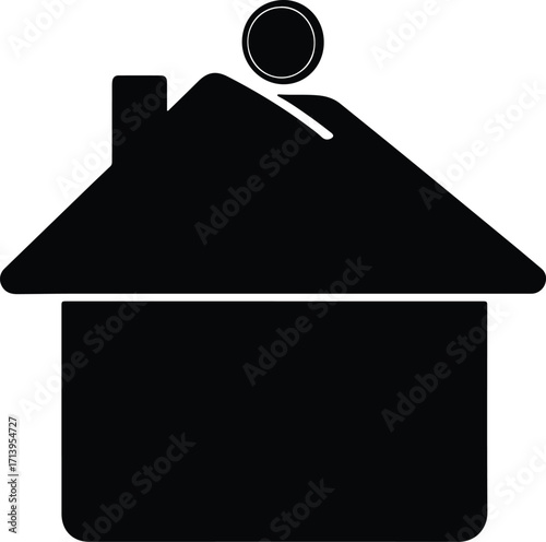 Vector Piggy bank house investing financial savings concept silhouette illustrator