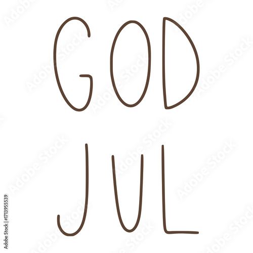 God jul traditional merry christmas lettering text design