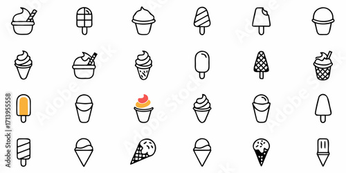 Delightful collection of sweet ice cream icons perfect for summer treats and dessert branding