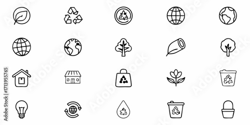 Inspiring eco-friendly icons for sustainability campaigns, green initiatives, and environmental awareness projects