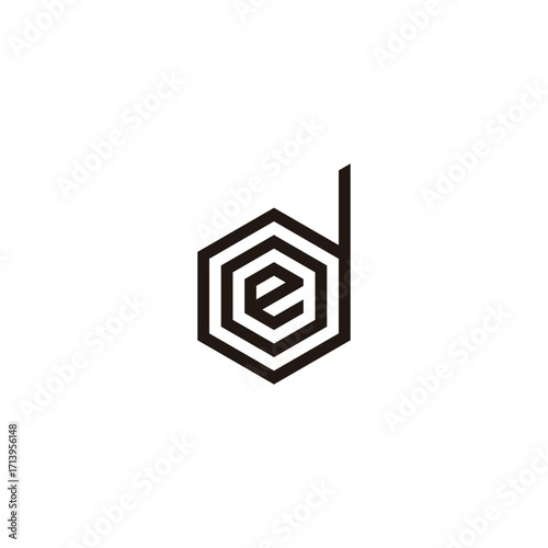 Letter e, o and d hexagon geometric symbol simple logo vector