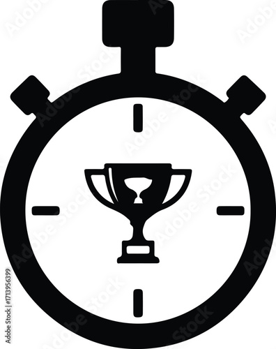 Vector stopwatch with trophy cup inside time silhouette illustrator