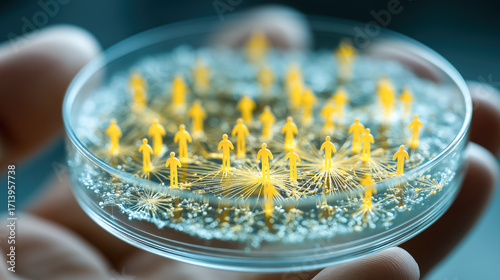 A unique demographic social scheme of human interaction, a network of genetic codes as a symbol of the diversity of dna family ties between people in a Petri dish