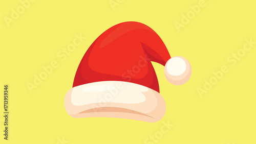 Christmas Santa Hat on Yellow