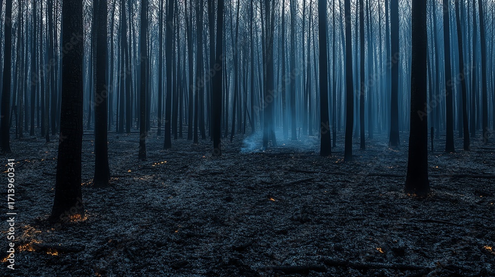 Naklejka premium Burned forest