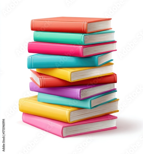 Wallpaper Mural A vibrant stack of colorful books Torontodigital.ca