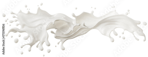 Dynamic Milk splash or white liquid on a transparent background.