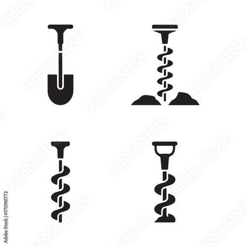 Post hole digger professional solid icon