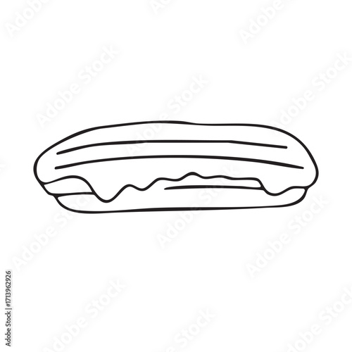 Vector doodle illustration. Eclair. Design element for packaging, holidays, and decorations
