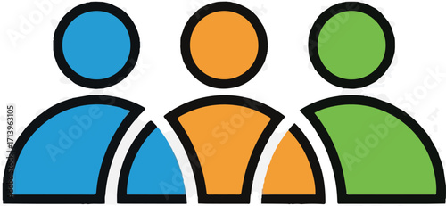People Icon in Blue, Orange, and Green
