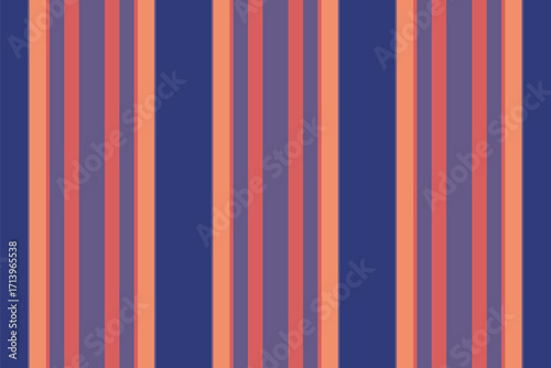Modern, vertical stripes pattern in deep blue, coral, and mauve.  A classic, versatile backdrop for branding, fashion, textiles, or digital designs. Simple elegance.