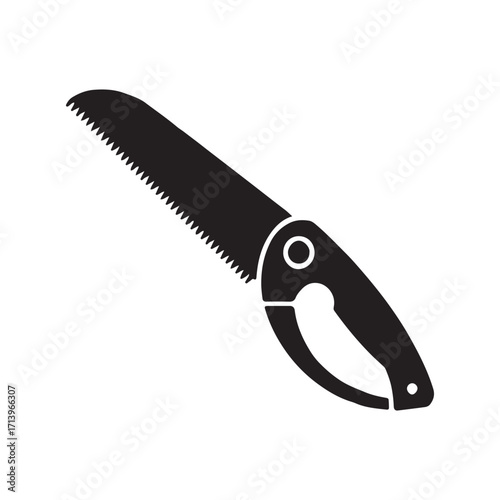 Compact pruning saw solid tool symbol