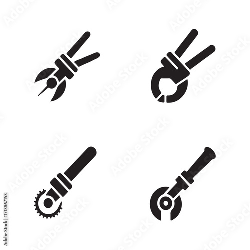 Collection of rebar cutter solid icon pack