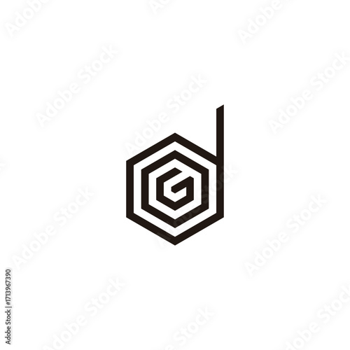 Letter G, o and d hexagon geometric symbol simple logo vector