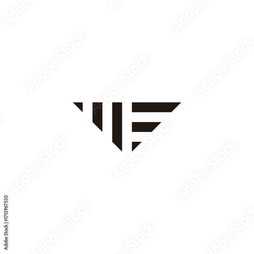 Letter w and E papers, folds geometric symbol simple logo vector