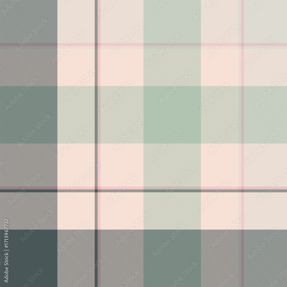 Fototapeta premium Dimensional tartan vector plaid, string textile texture fabric. Template check seamless background pattern in pastel and light colors.