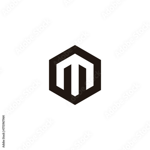 Letter M hexagon, outline geometric simple symbol logo vector