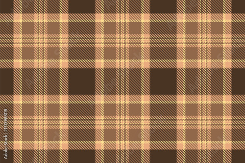 Daisy textile pattern fabric, asymmetric texture seamless check. Frame plaid vector tartan background in orange and dark colors.