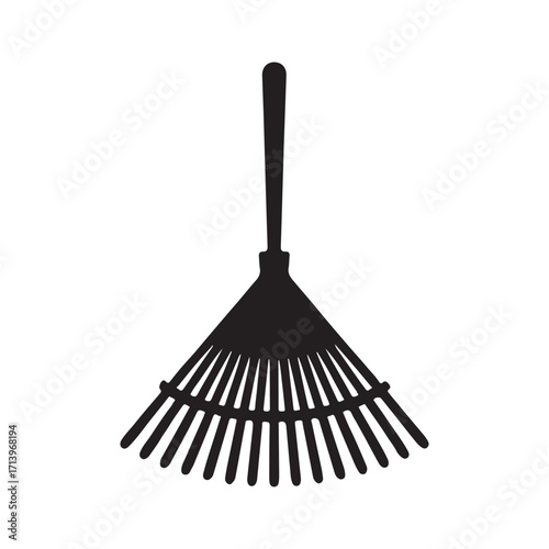 Compact wide leaf rake solid icon