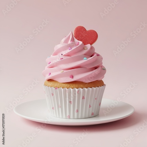 Cupcake with Heart Topper 3D Render