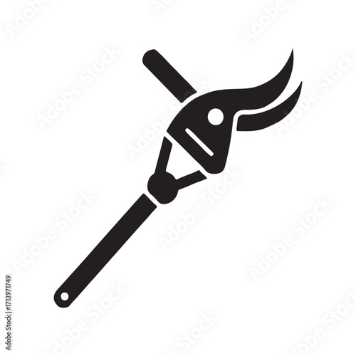 Solid pole pruner gardening tool icon