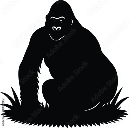 Funny vector cartoon drawing of a dog head silhouette with a black line art design