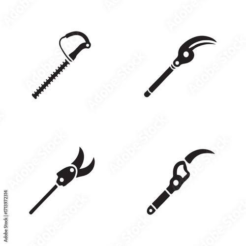 Full set of pole pruner solid icons
