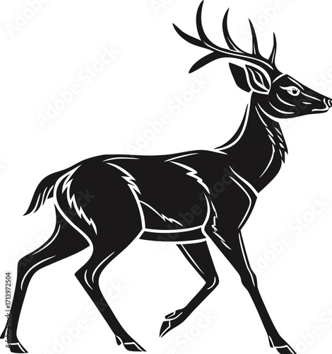 Minimalist Black and White Geometric Deer Silhouette Illustration