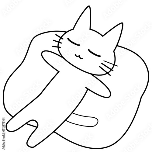 惰眠をむさぼる猫のイラスト