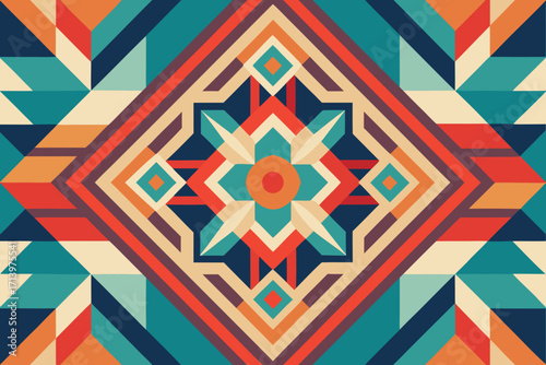 Stunning geometric pattern in retro colors, perfect for a bold statement or unique design project, originally created as a scalable vector graphic, easily adaptable