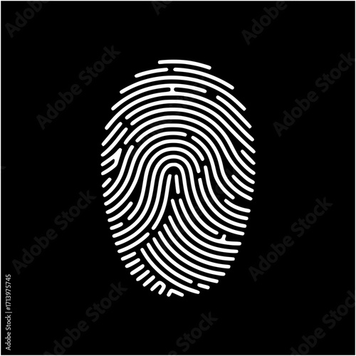 Unique Impression: A highly detailed fingerprint, a symbol of individual identity, is dramatically contrasted against a black background.