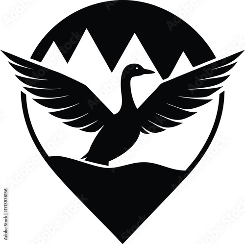 A powerful black eagle vector tattoo with a tribal wing design symbolizes freedom and flight, a striking illustration of a hawk or falcon