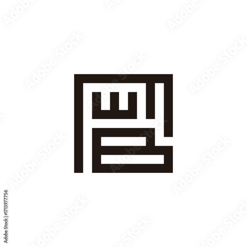 Letter M, w and B square geometric symbol simple logo vector