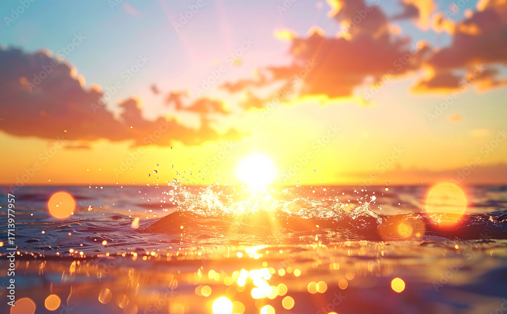 夕日の海辺 風景写真 グラフィック 専用 夕日の海辺 風景写真 グラフィック 夕日に染まる海」の写真素材