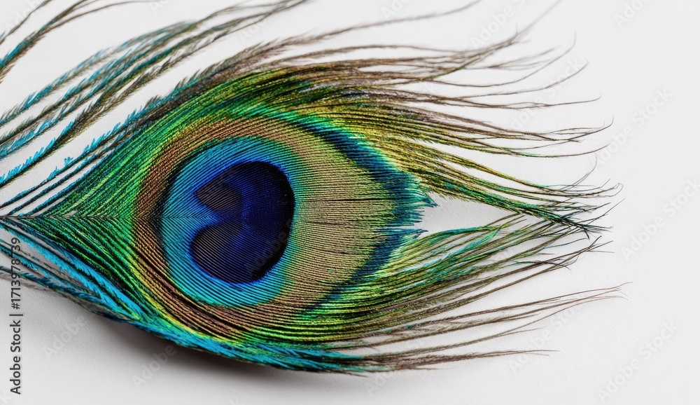 Fototapeta premium Close-up of a peacock feather, vibrant colors