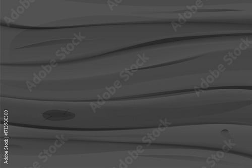 Vector wooden board background. Horizontal realistic black wood veins texture, natural textured wall, top view of empty wooden grain floor. Vintage textured surface with soft solid wood backdrop.