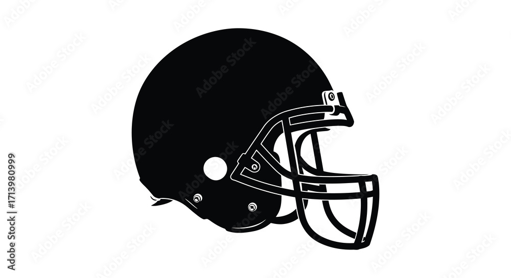 Naklejka premium A simple black silhouette illustration of an american football helmet