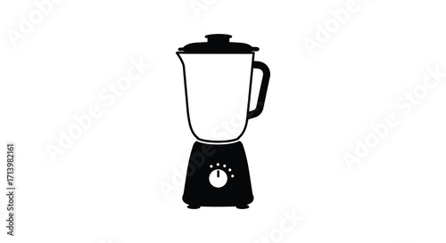 Simple black and white illustration of a modern kitchen blender appliance