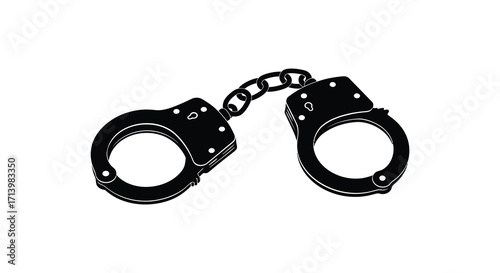 Black silhouette of handcuffs a symbol of law enforcement and restriction